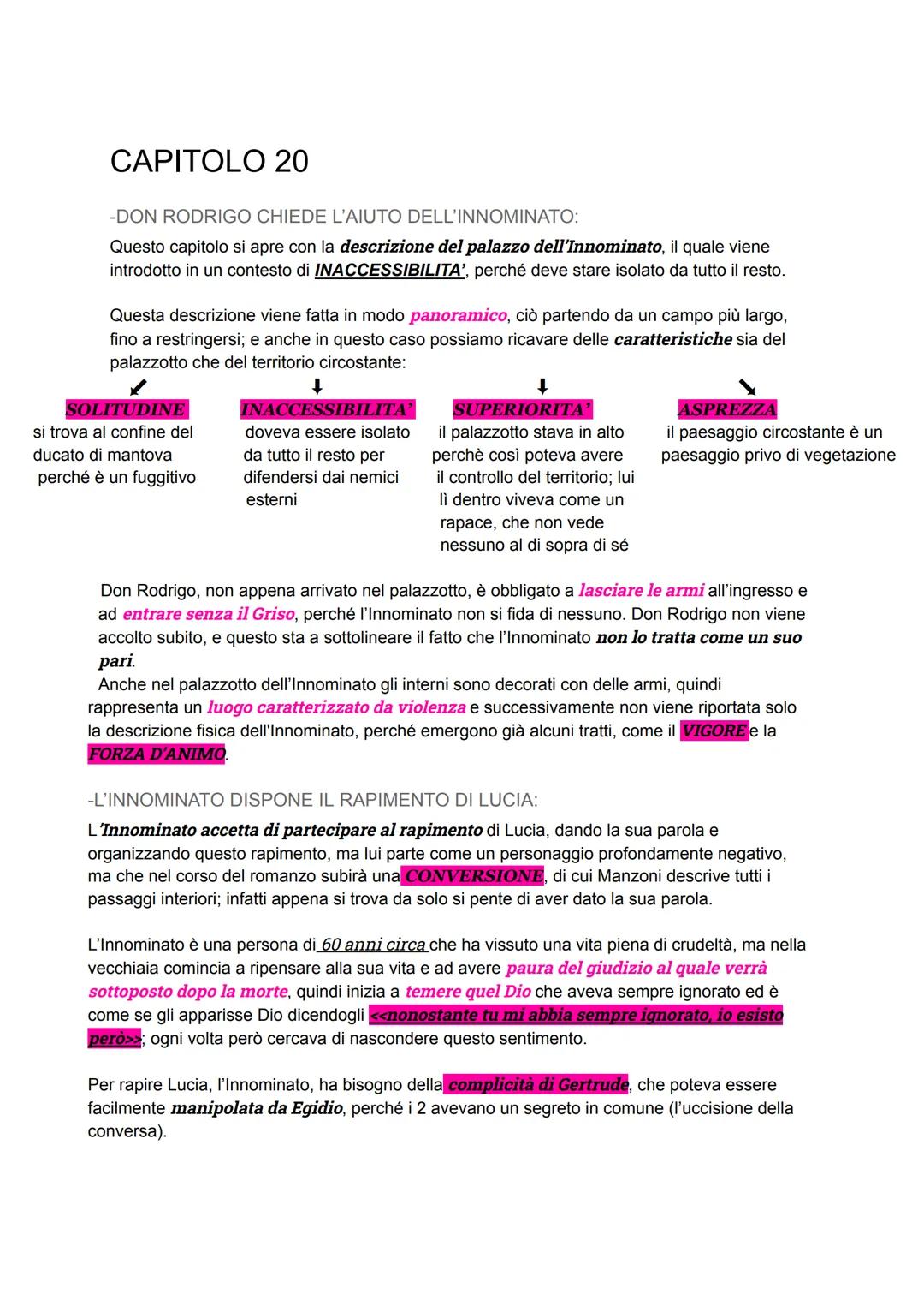# CAPITOLO 20

-DON RODRIGO CHIEDE L'AIUTO DELL'INNOMINATO:
Questo capitolo si apre con la descrizione del palazzo dell'Innominato, il quale
