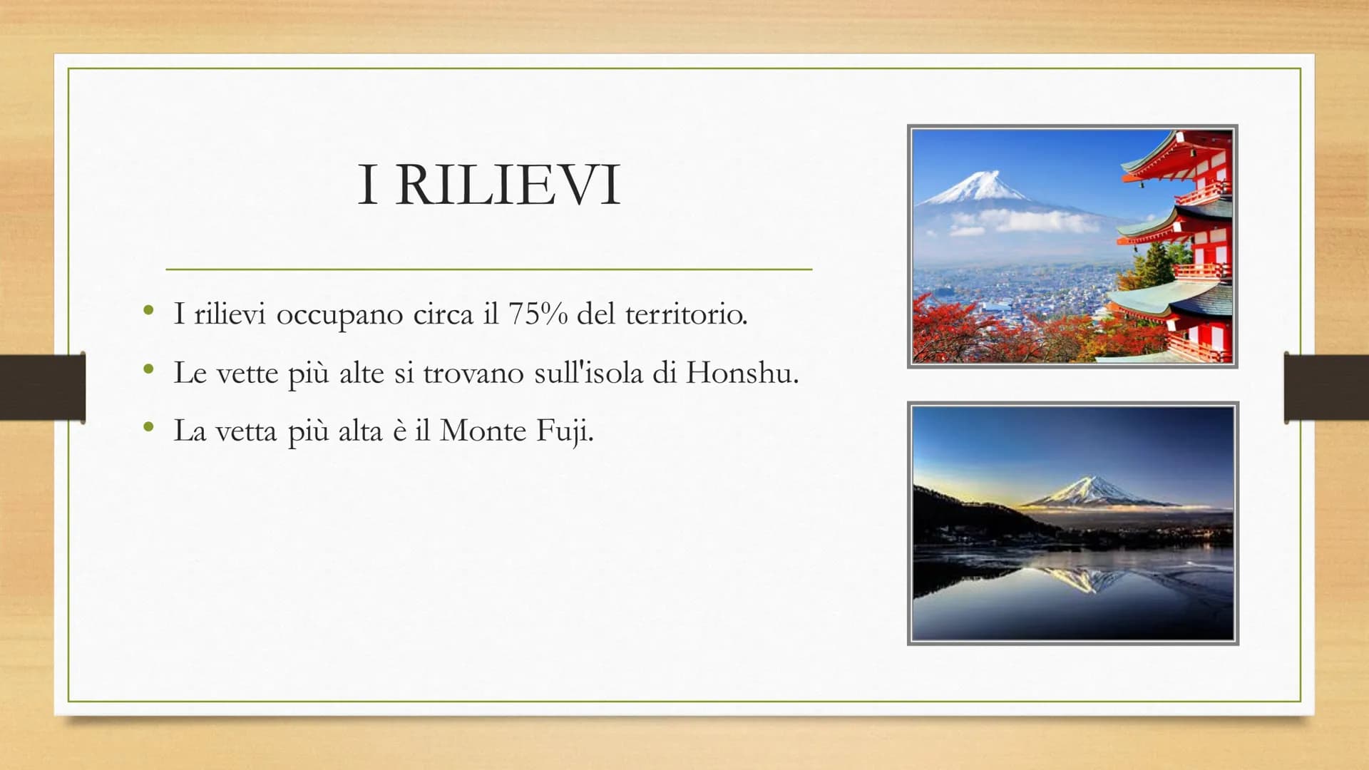 
<p>Il Giappone è un arcipelago vulcanico, costituito da oltre tremila isole. Le principali sono Hokkaido, Honshu, Shikoku e Kyushu e centos