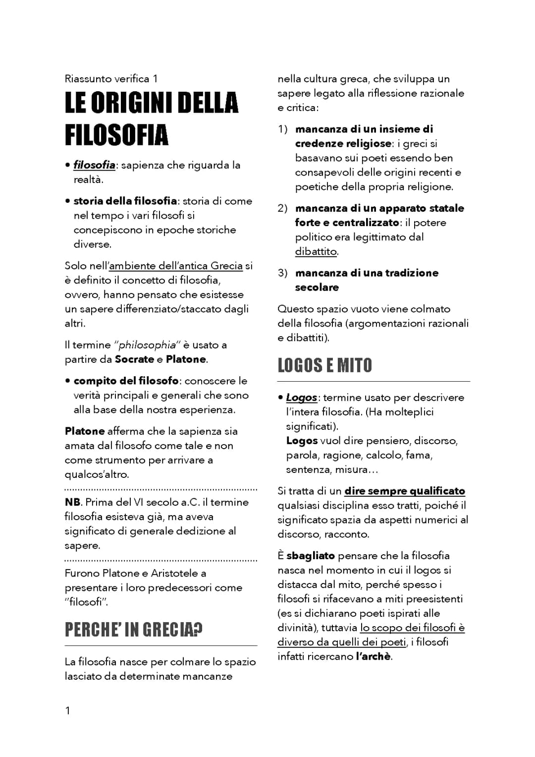 La nascita della filosofia: riassunto e schemi PDF, Logos e Mythos, Parmenide