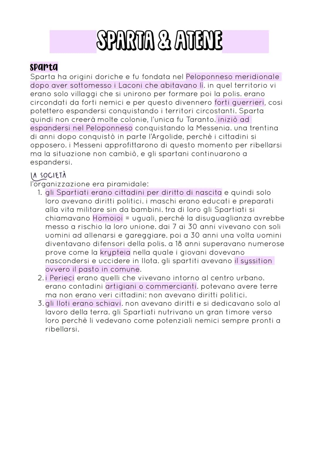 
<h2 id="sparta">Sparta</h2>
<p>Sparta ha origini doriche ed è stata fondata nel Peloponneso meridionale dopo aver sottomesso i Laconi che a