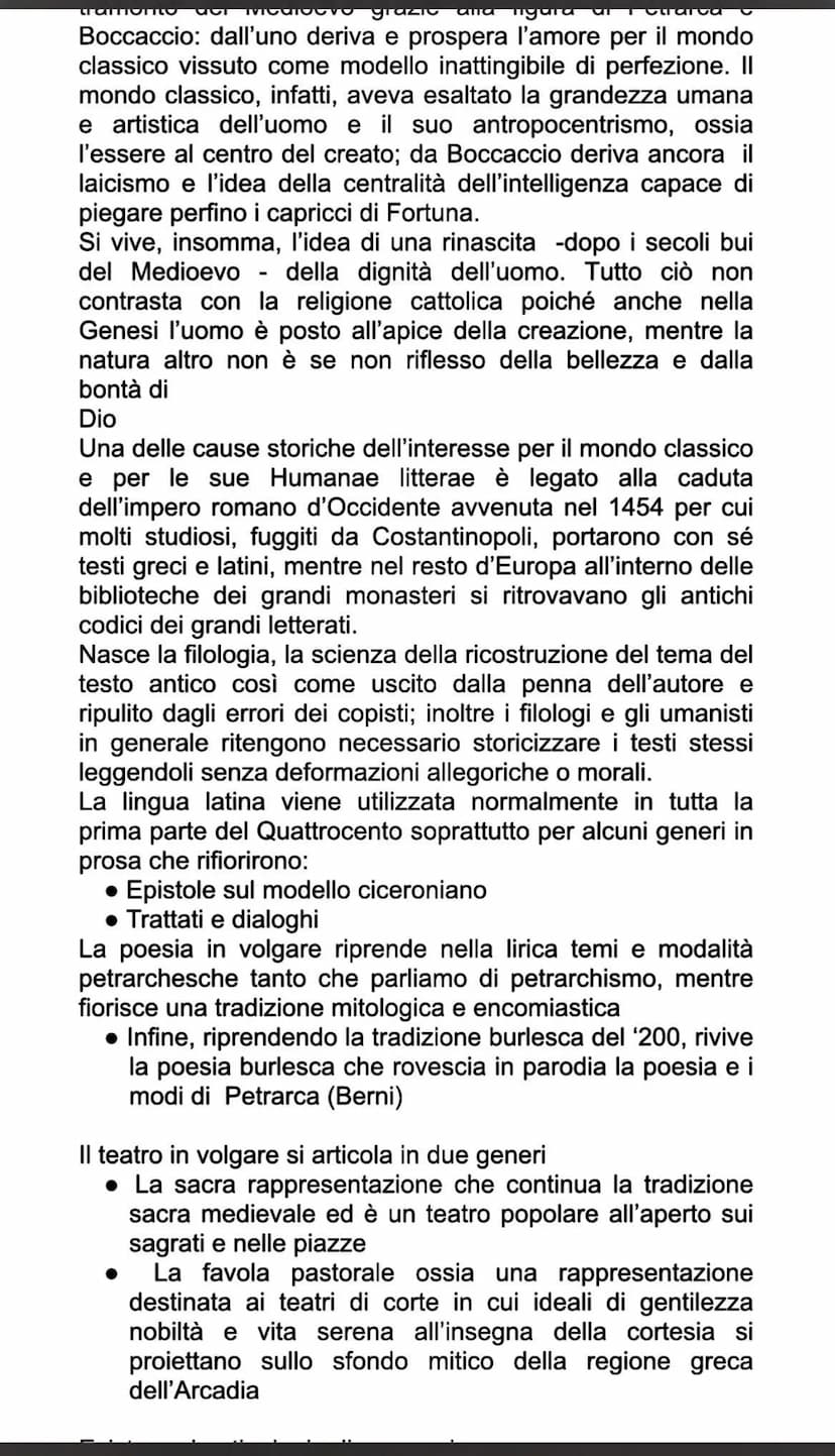 UMANESIMO
l'Umanesimo è un periodo storico, letterario e culturale che
occupa il Quattrocento.
Normalmente quando si parla di Umanesimo spes