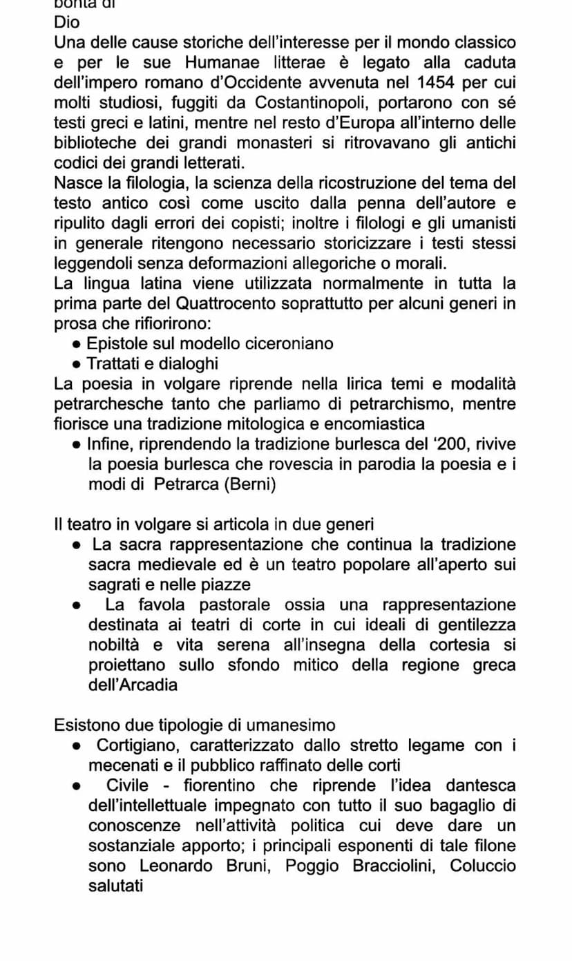 UMANESIMO
l'Umanesimo è un periodo storico, letterario e culturale che
occupa il Quattrocento.
Normalmente quando si parla di Umanesimo spes