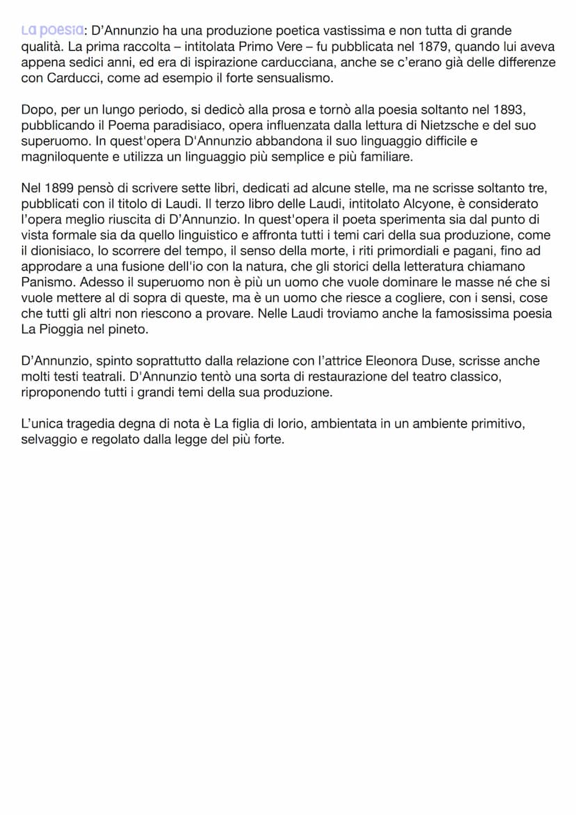 S
GABRIELE
D'ANNUNZIO
Gabriele D'Annunzio ha incarnato il prototipo
dell'uomo decadente: colto, raffinato, amante del
lusso sfrenato, dell'a