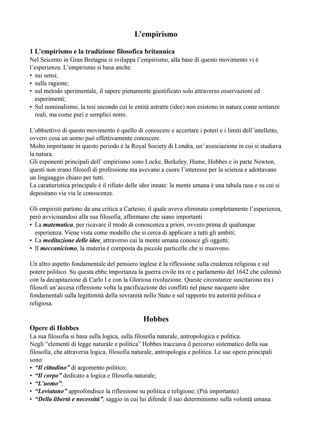 # L'empirismo

1 L'empirismo e la tradizione filosofica britannica
Nel Seicento in Gran Bretagna si sviluppa l'empirismo, alla base di quest