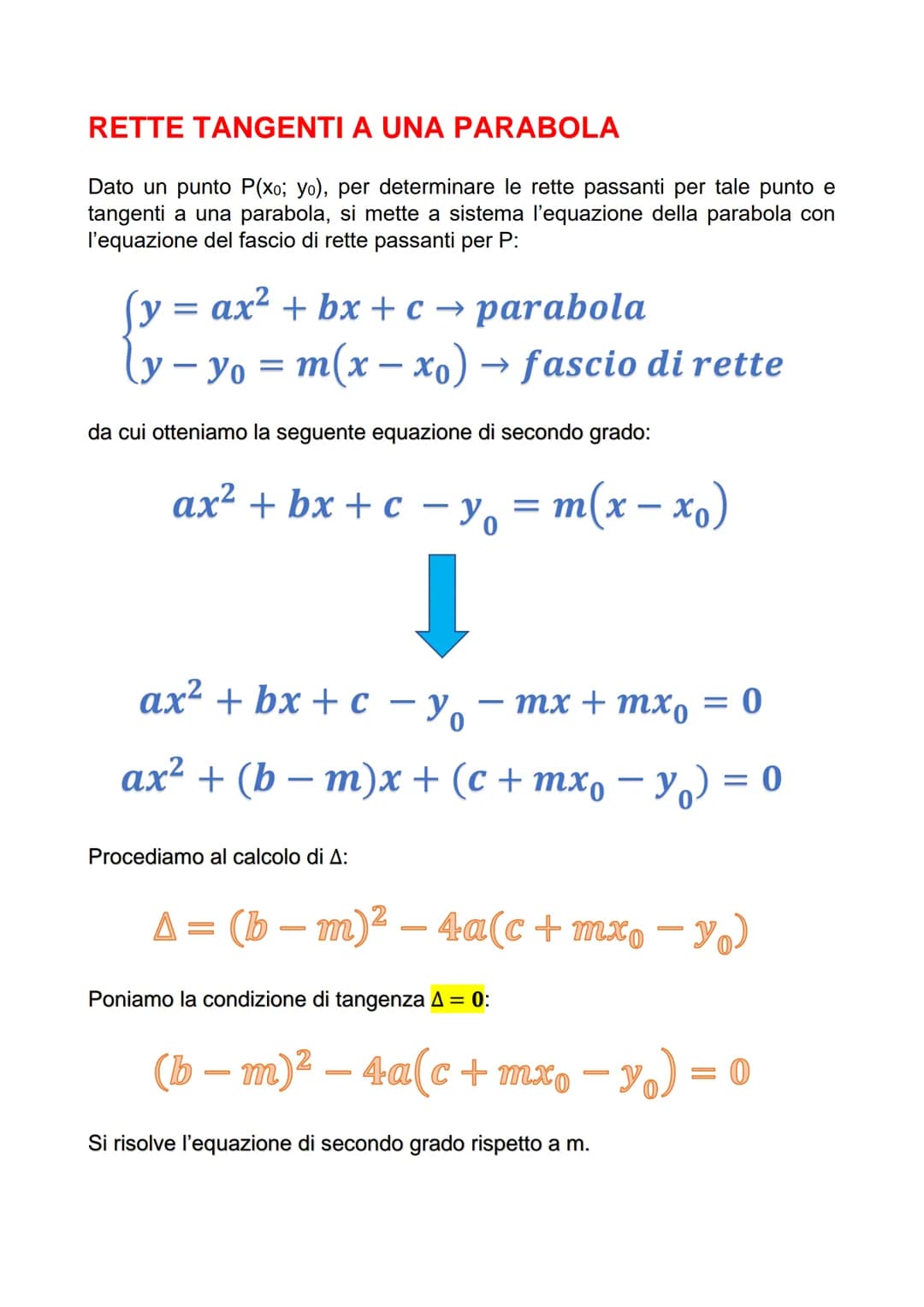 LA PARABOLA NEL PIANO
CARTESIANO
La parabola è il luogo geometrico dei punti equidistanti da una retta (direttrice)
e da un punto (fuoco). L