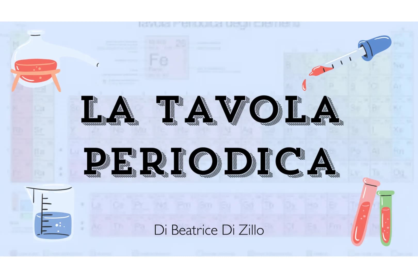 Fe
LA TAVOLA
PERIODICA
Di Beatrice Di Zillo CHE COS'È LA TAVOLA PERIODICA?
La tavola periodica degli elementi (o semplicemente tavola period