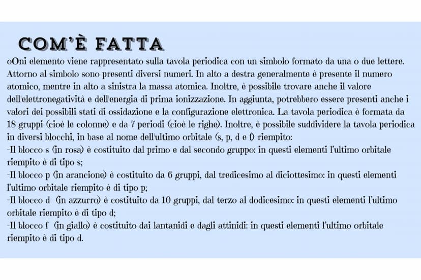 Fe
LA TAVOLA
PERIODICA
Di Beatrice Di Zillo CHE COS'È LA TAVOLA PERIODICA?
La tavola periodica degli elementi (o semplicemente tavola period