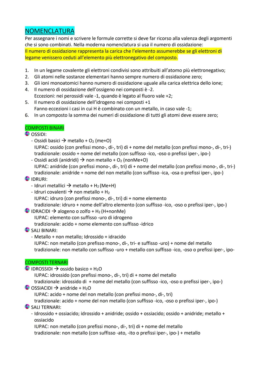 NOMENCLATURA
Per assegnare i nomi e scrivere le formule corrette si deve far ricorso alla valenza degli argomenti
che si sono combinati. Nel