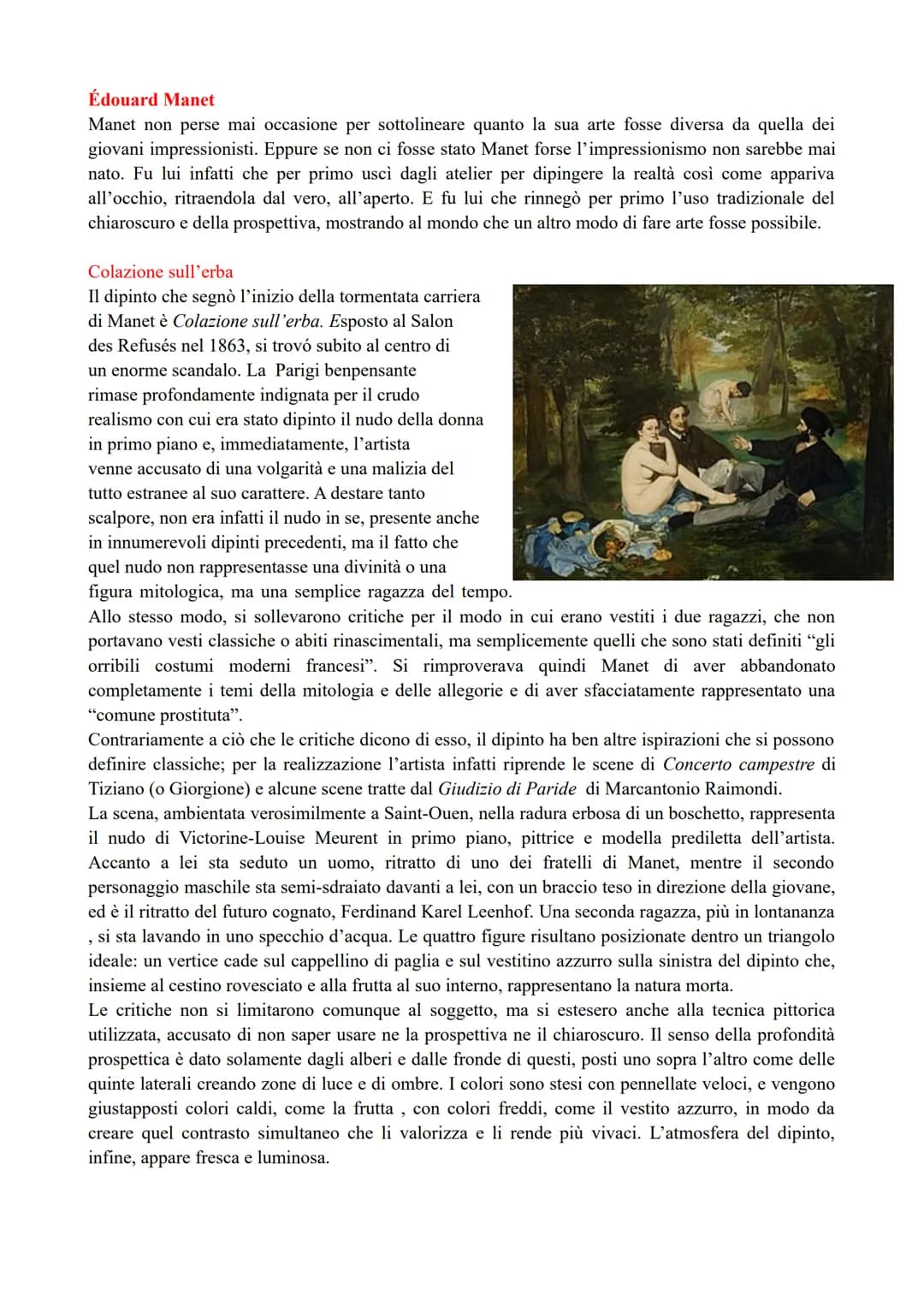 IMPRESSIONISMO
L'Impressionismo è una corrente artistica nata a Parigi tra il 1860 e il 1870 durata fino ai primi anni
del Novecento e origi