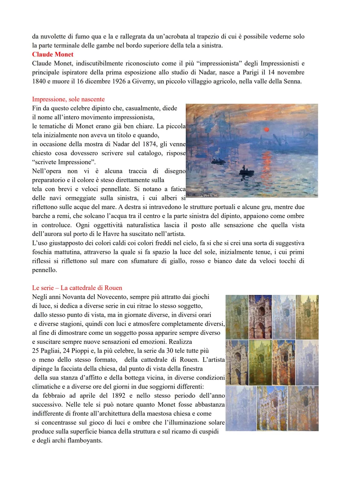 IMPRESSIONISMO
L'Impressionismo è una corrente artistica nata a Parigi tra il 1860 e il 1870 durata fino ai primi anni
del Novecento e origi