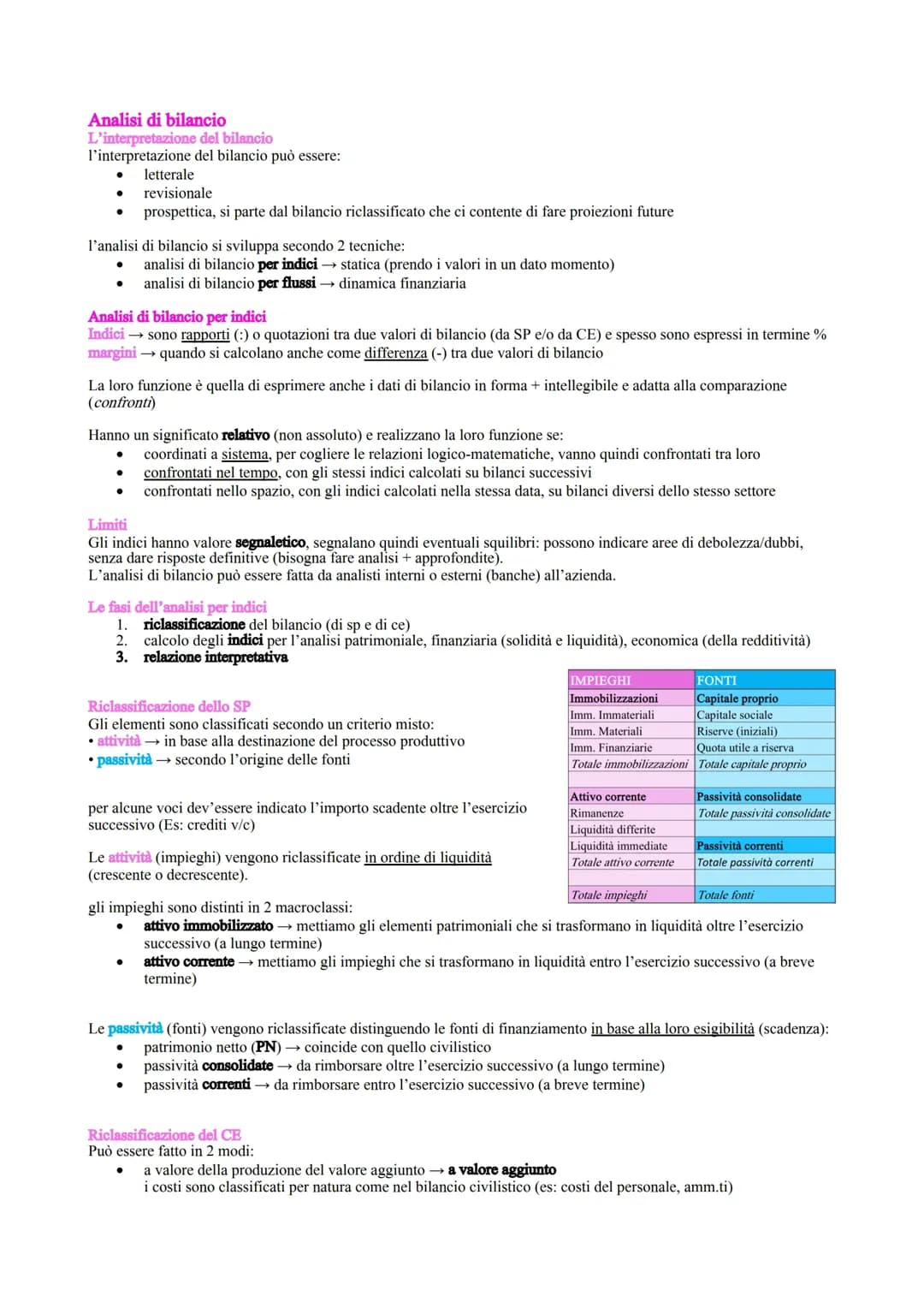 Analisi di bilancio per indici e per flussi