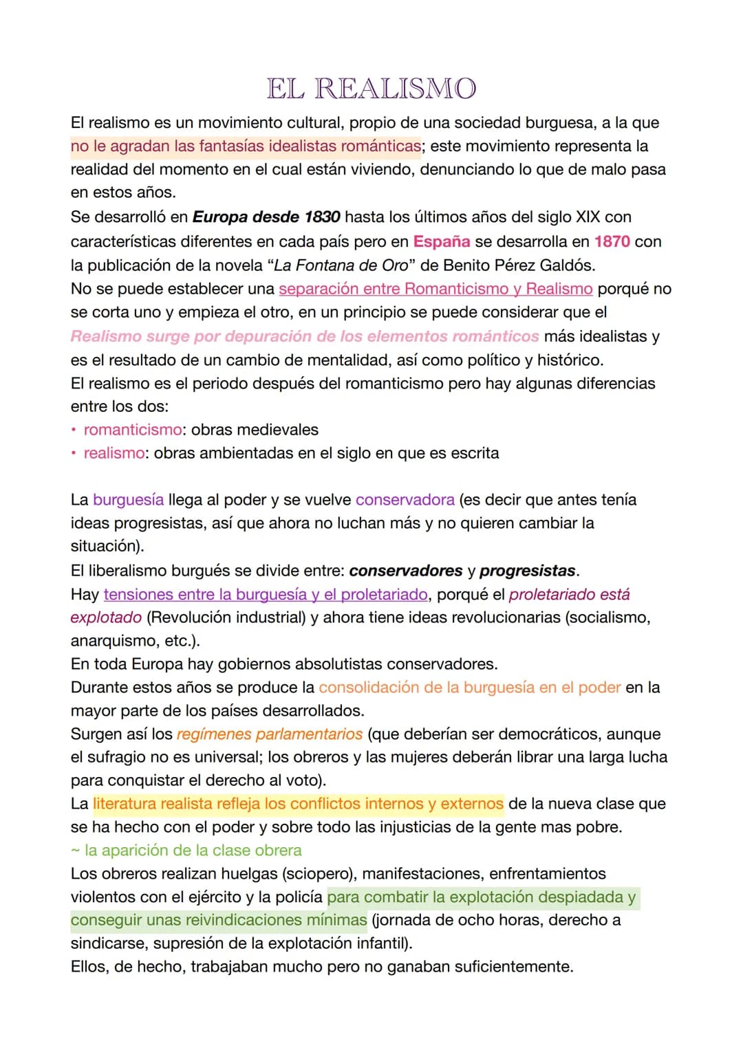 EL REALISMO
El realismo es un movimiento cultural, propio de una sociedad burguesa, a la que
no le agradan las fantasías idealistas romántic