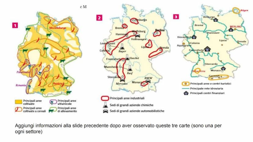 La regione Germanical
Germania - Svizzera - Austria Indicazioni operative
Osserva le carte proposte e per ognuna di esse scrivi le caratteri