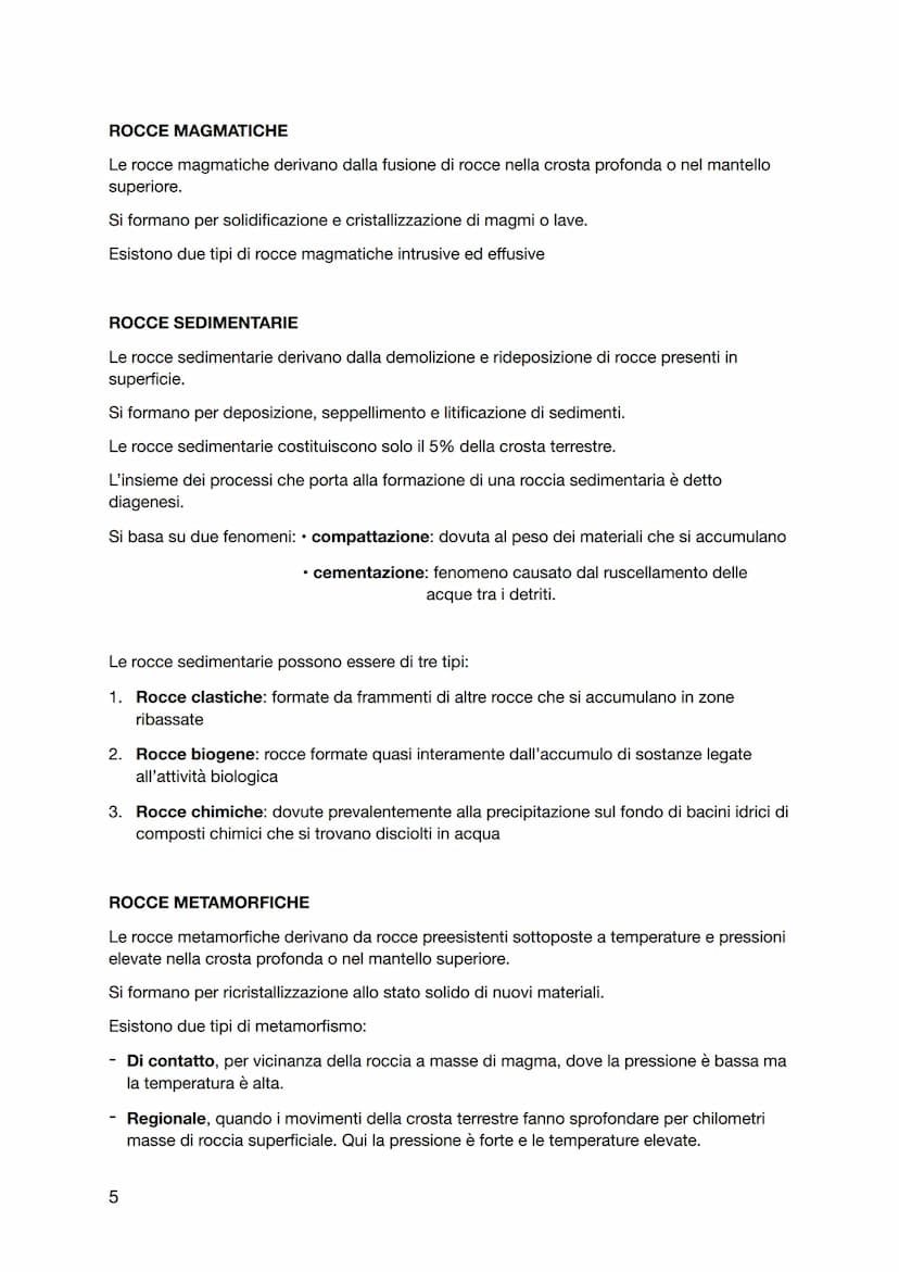La crosta terrestre: minerali e rocce
Le rocce che compongono la crosta terrestre esistono fin da quando esiste il
Pianeta ma non sono rimas
