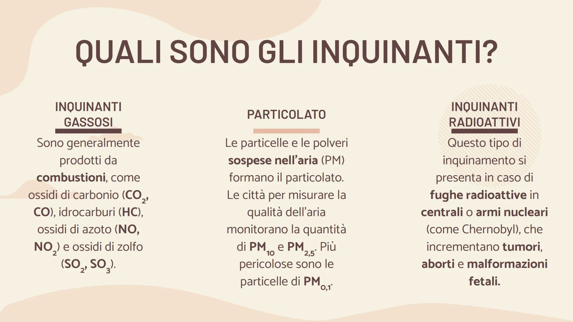 INQUINAMENTO
ATMOSFERICO
Effetto serra e
surriscaldamento globale ARGOMENTI TRATTATI
| 01 |
INQUINAMENTO
ATMOSFERICO
03
EFFETTO SERRA
| 02 |