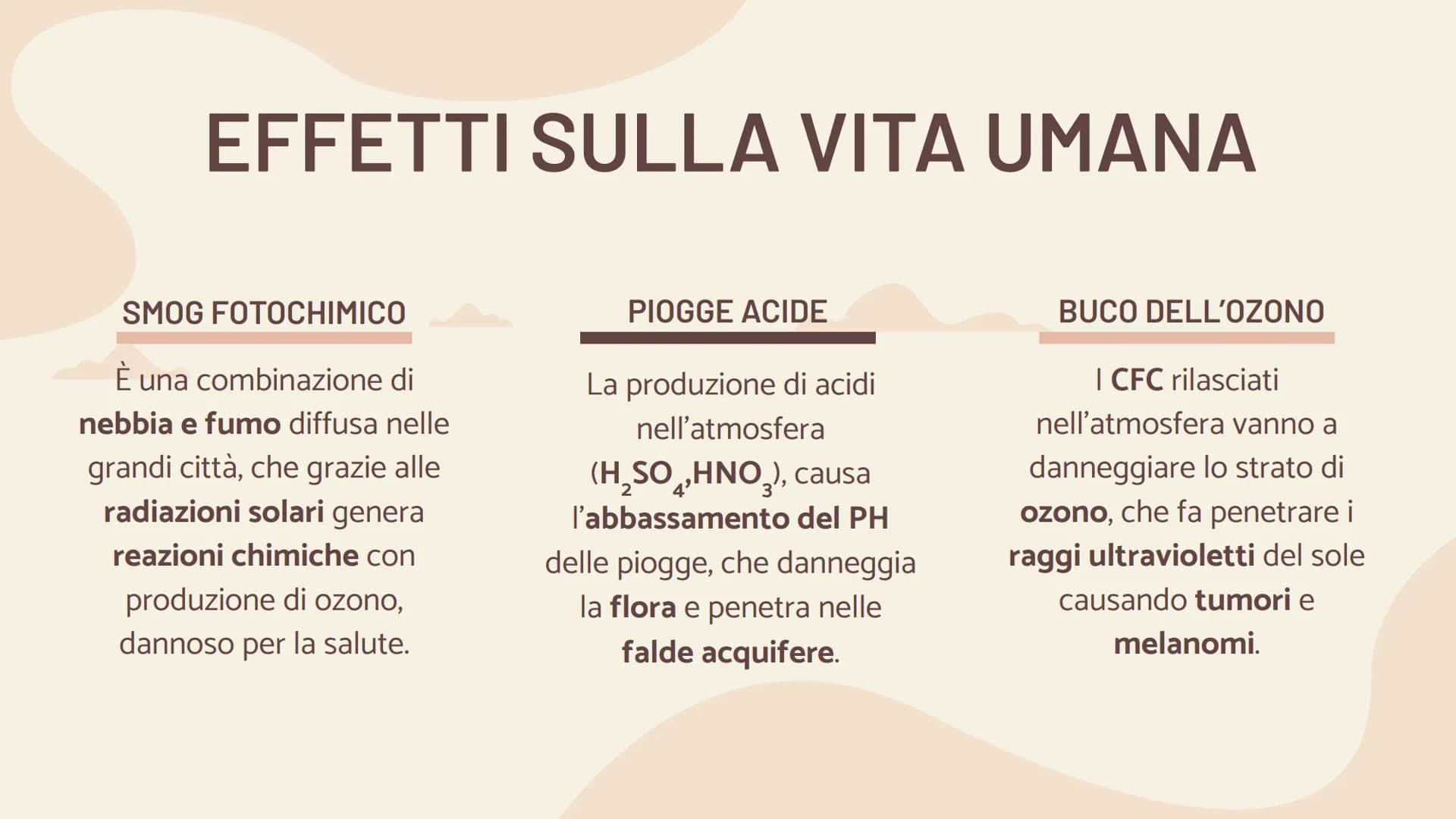 INQUINAMENTO
ATMOSFERICO
Effetto serra e
surriscaldamento globale ARGOMENTI TRATTATI
| 01 |
INQUINAMENTO
ATMOSFERICO
03
EFFETTO SERRA
| 02 |