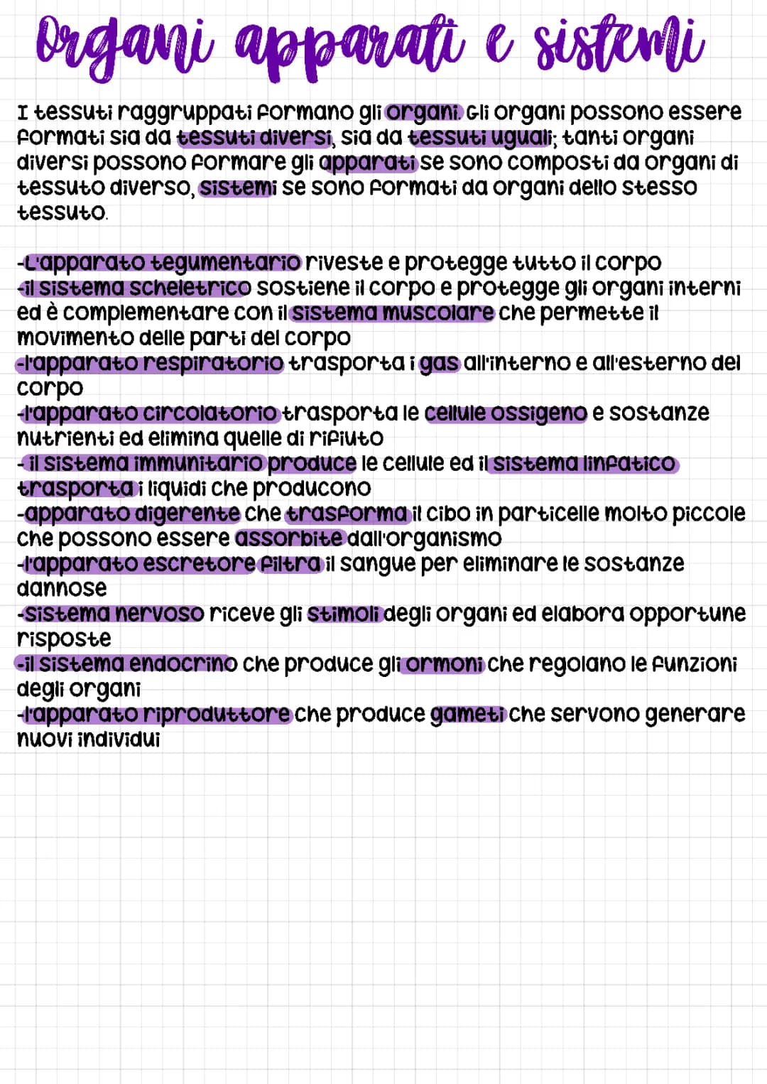  gli organi, apparati e sistemi