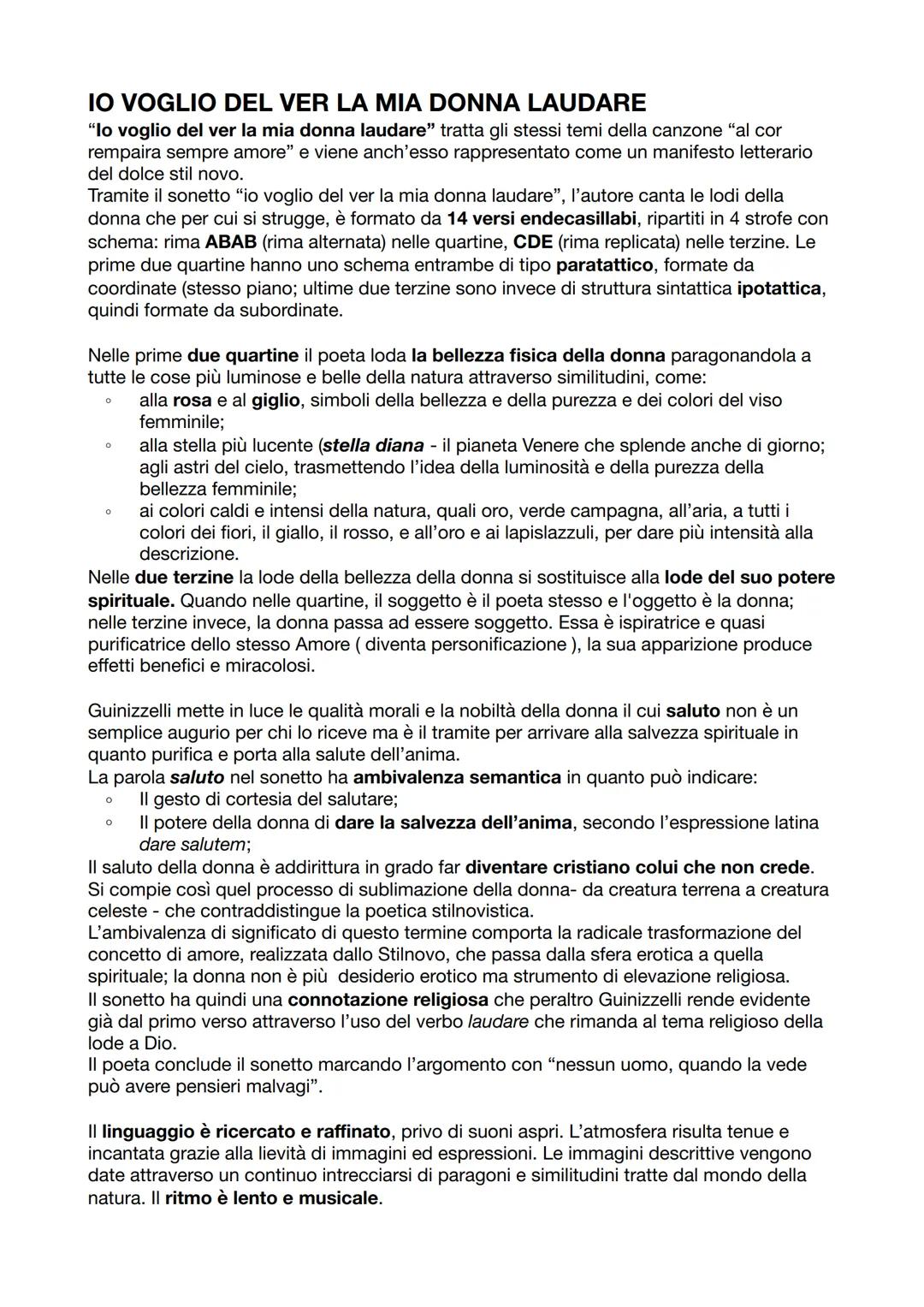 IO VOGLIO DEL VER LA MIA DONNA LAUDARE
"lo voglio del ver la mia donna laudare" tratta gli stessi temi della canzone "al cor
rempaira sempre