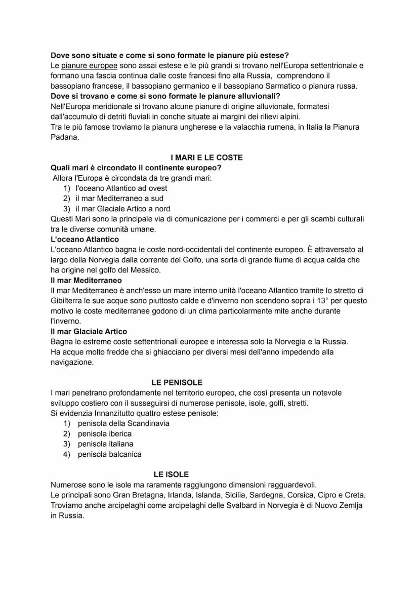 SCHEMA GEOGRAFIA PER VERIFICA
L'Europa è più piccolo continente della Terra dopo l'oceania, è interamente situato
nell'emisfero boreale.
Le 