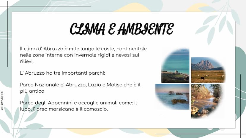 SLIDESHANIA.COM
278
LITERANE
MMMM
ALLA SCOPERTA DELL...
ABRUZZO SLIDESMANIA.COM
DOVE SI TROVA E CON CHI CONFINA
L'ABRUZZO?
L'Abruzzo confina