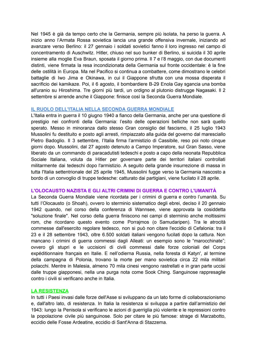 # LA SECONDA GUERRA MONDIALE

La Seconda Guerra Mondiale è stato il più grande conflitto armato della storia: tra l'1
settembre 1939 e il 2 
