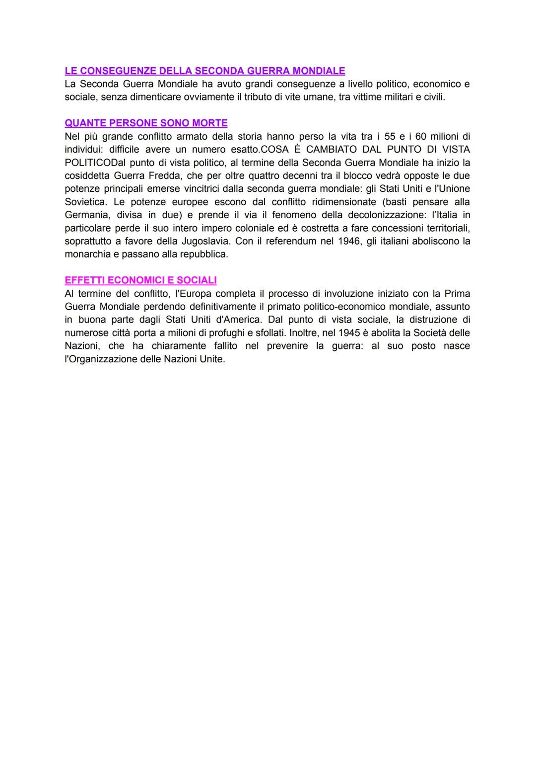 # LA SECONDA GUERRA MONDIALE

La Seconda Guerra Mondiale è stato il più grande conflitto armato della storia: tra l'1
settembre 1939 e il 2 
