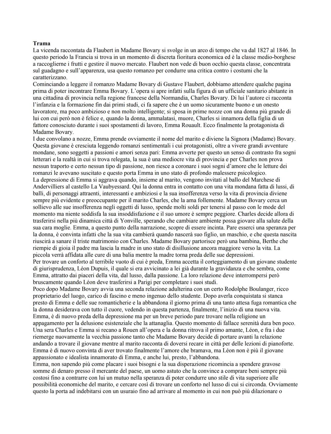 Trama
La vicenda raccontata da Flaubert in Madame Bovary si svolge in un arco di tempo che va dal 1827 al 1846. In
questo periodo la Francia