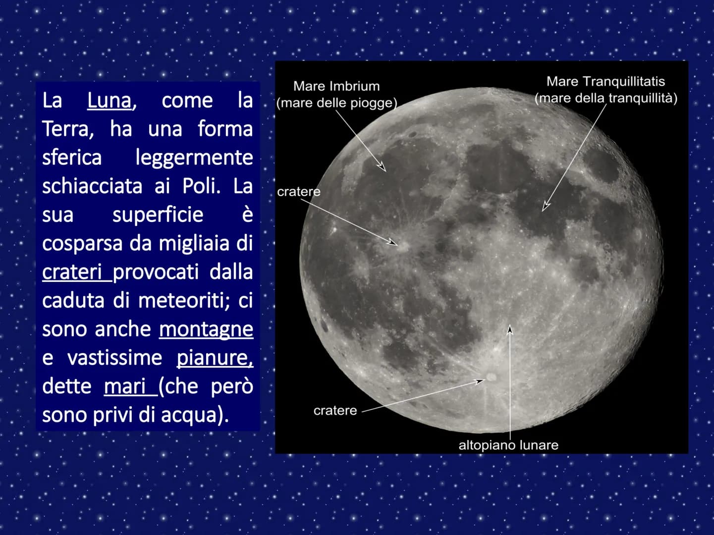 LA LUNA LA LUNA E I SUOI MOVIMENTI
La Luna è l'unico satellite naturale della Terra. È il corpo
celeste più vicino a noi, ben visibile a occ