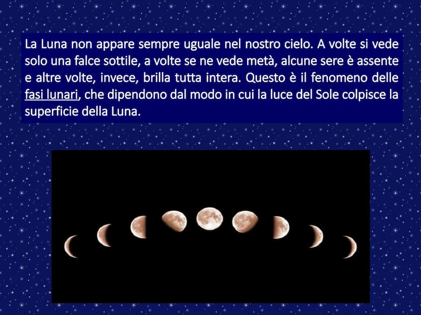 LA LUNA LA LUNA E I SUOI MOVIMENTI
La Luna è l'unico satellite naturale della Terra. È il corpo
celeste più vicino a noi, ben visibile a occ
