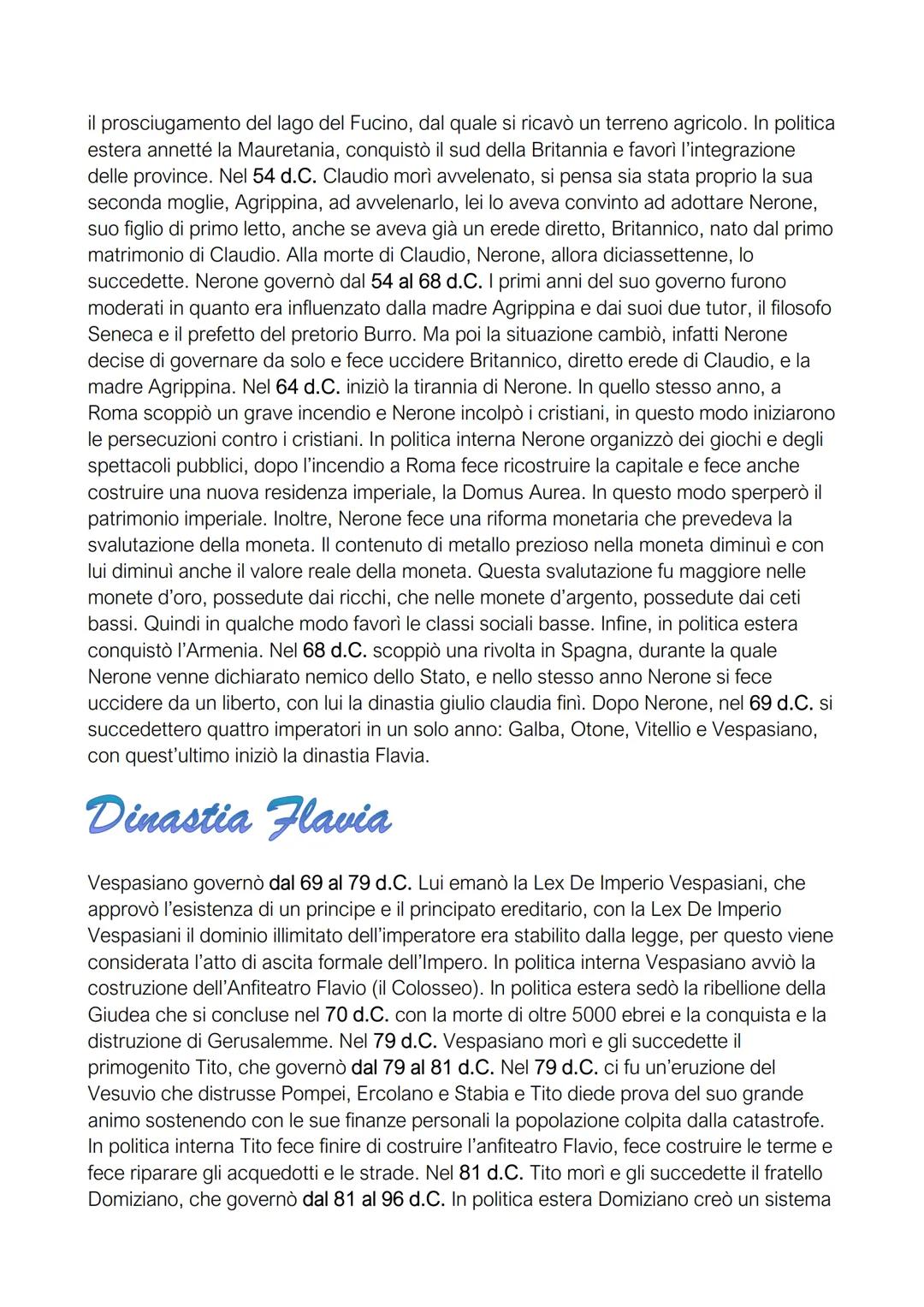 Dinastia giulio-claudia
Dopo Augusto, i romani erano convinti che fosse necessario affidare il potere ad un
principe in grado di garantire l