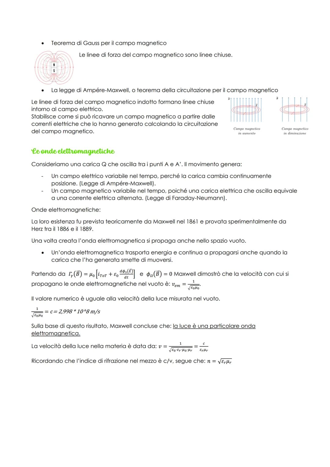 Il termine aggiunto: is = E
di spostamento.
ΔΦ(Ε)
, ha le dimensioni fisiche della corrente elettrica, è detto corrente
At
il valore numeric