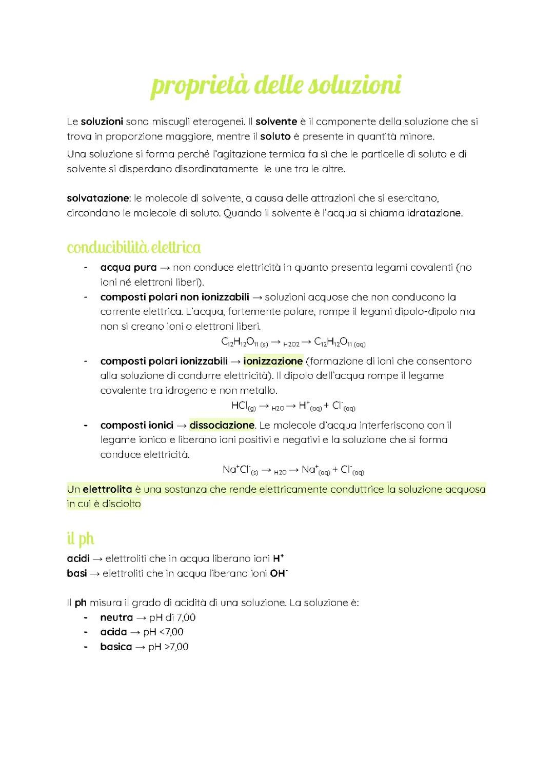 Proprietà delle soluzioni