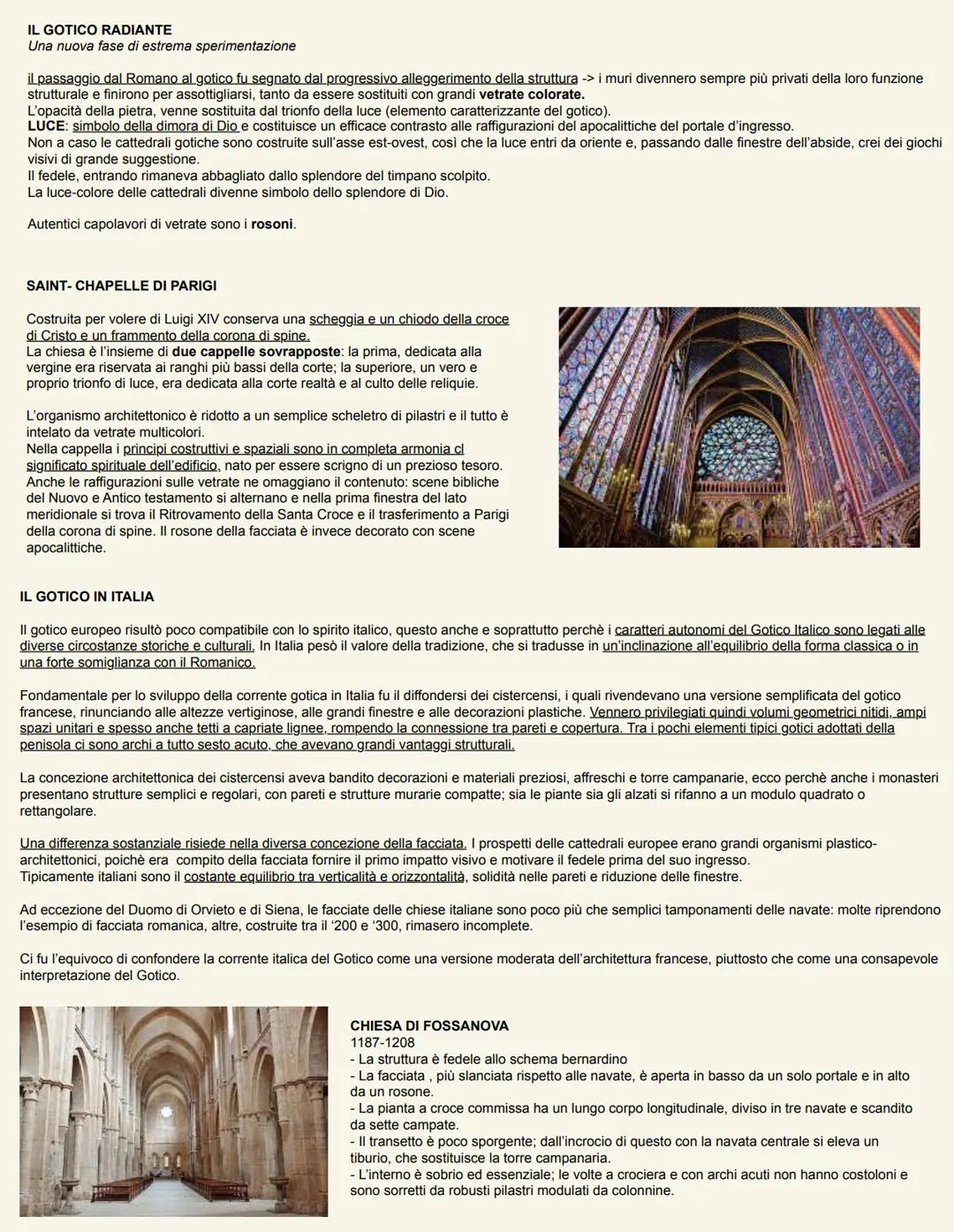  Il gotico fu una naturale evoluzione del Romanico: il suo esordio è datato nel 1140 (anno della ricostruzione del coro della basilica di
Sa