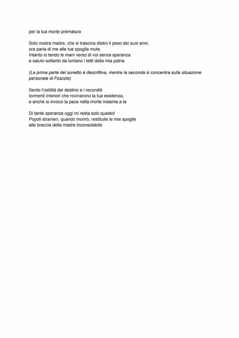 
<p>Il testo "A Zacinto" è una poesia scritta da Ugo Foscolo. Essa esprime il dolore e la malinconia del poeta nei confronti della sua terra