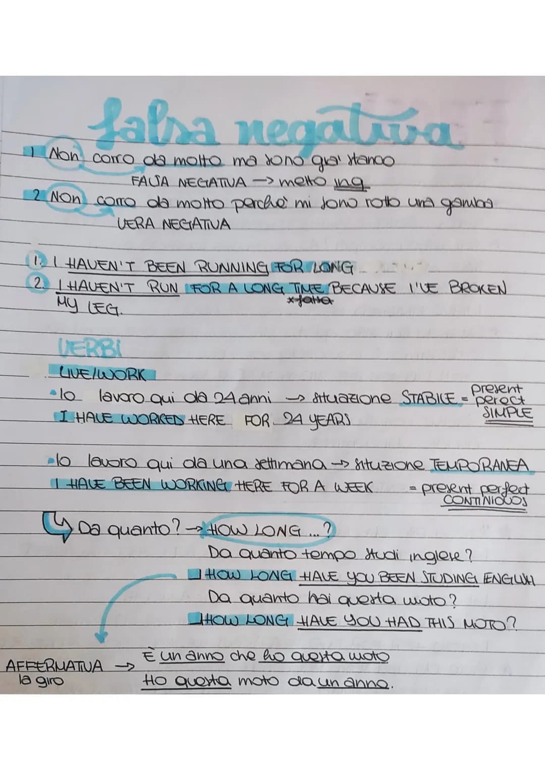falsa negativa
Non corro da molto ma sono gia¹
2 Non
FAUA NEGATIUA -> metto ing
como da molto perché mi sono rotto una gamba
VERA NECIATIVA
