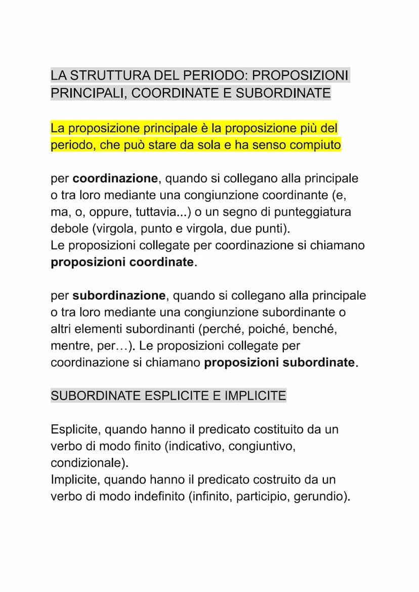IL PERIODO O FRASE COMPLESSA
CHE COS'E IL PERIODO O FRASE COMPLESSA
Il periodo o frase complessa è caratterizzato dalla
presenza di due o pi
