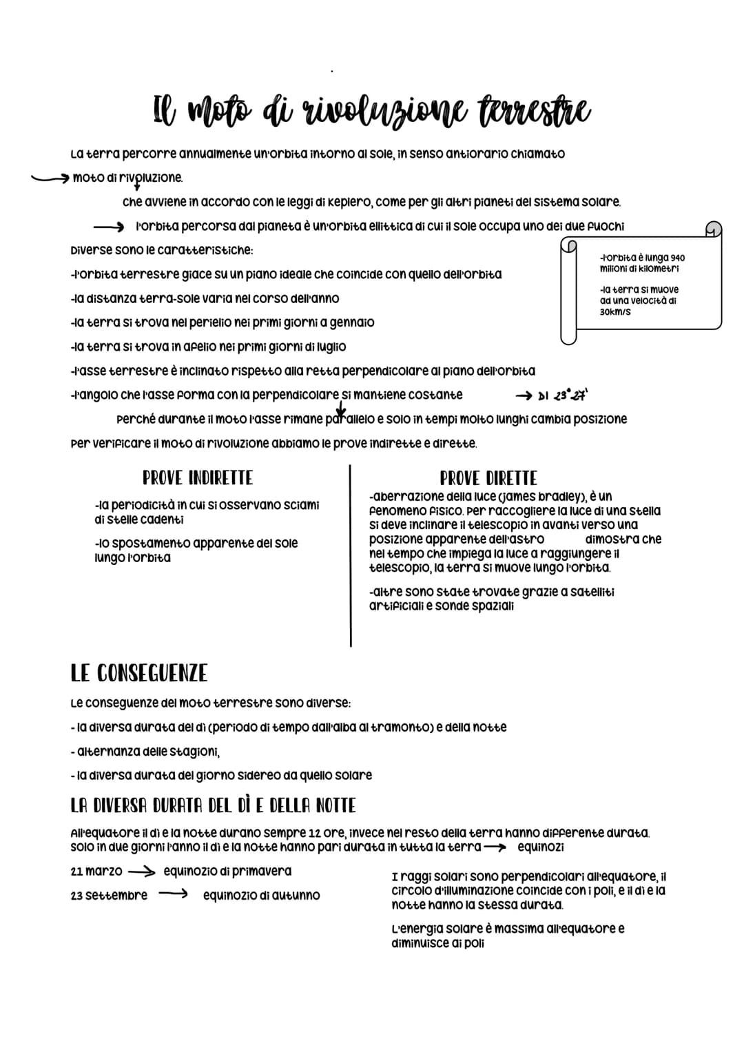 Il moto di rivoluzione terrestre
La terra percorre annualmente un'orbita intorno al sole, in senso antiorario chiamato
moto di rivoluzione.
