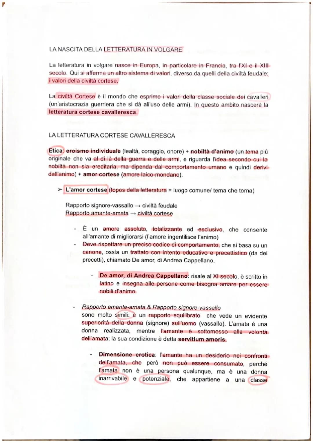  La letteratura cortese cavalleresca