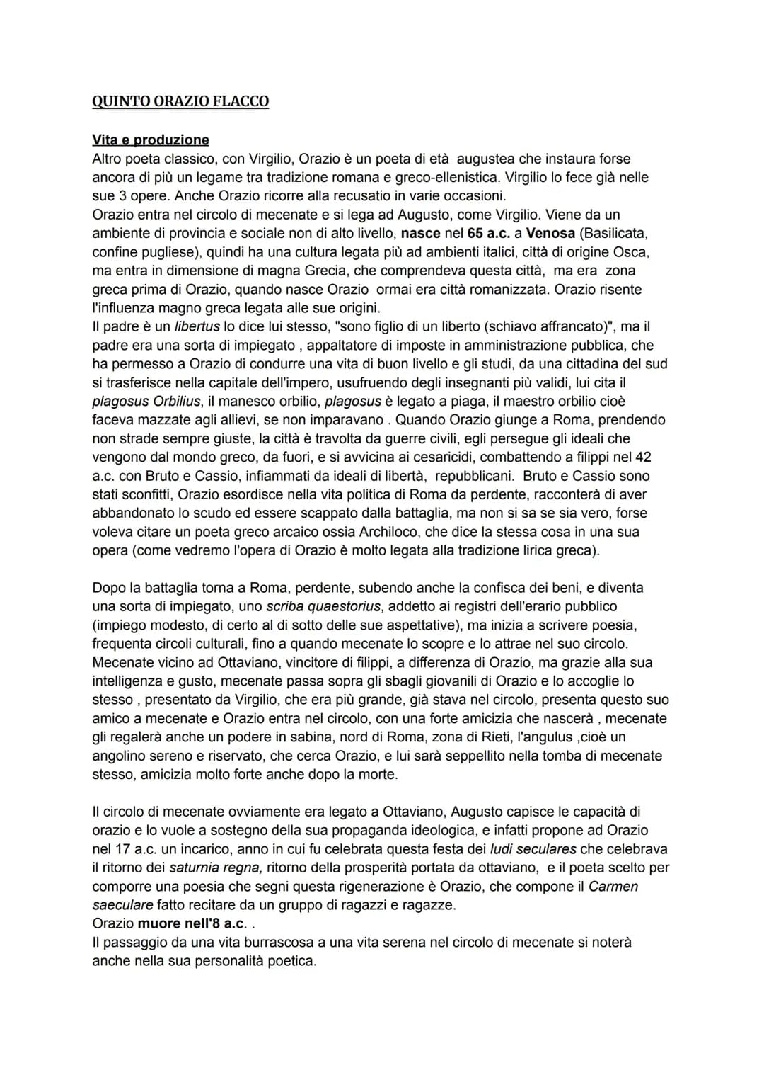 ORAZIO: vita, opere, traduzione e analisi di alcuni passi