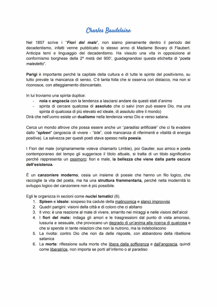 Decadentismo
Il decadentismo è un movimento artistico-letterario sviluppatosi in Francia e poi diffusosi nel
resto d'Europa tra la fine dell