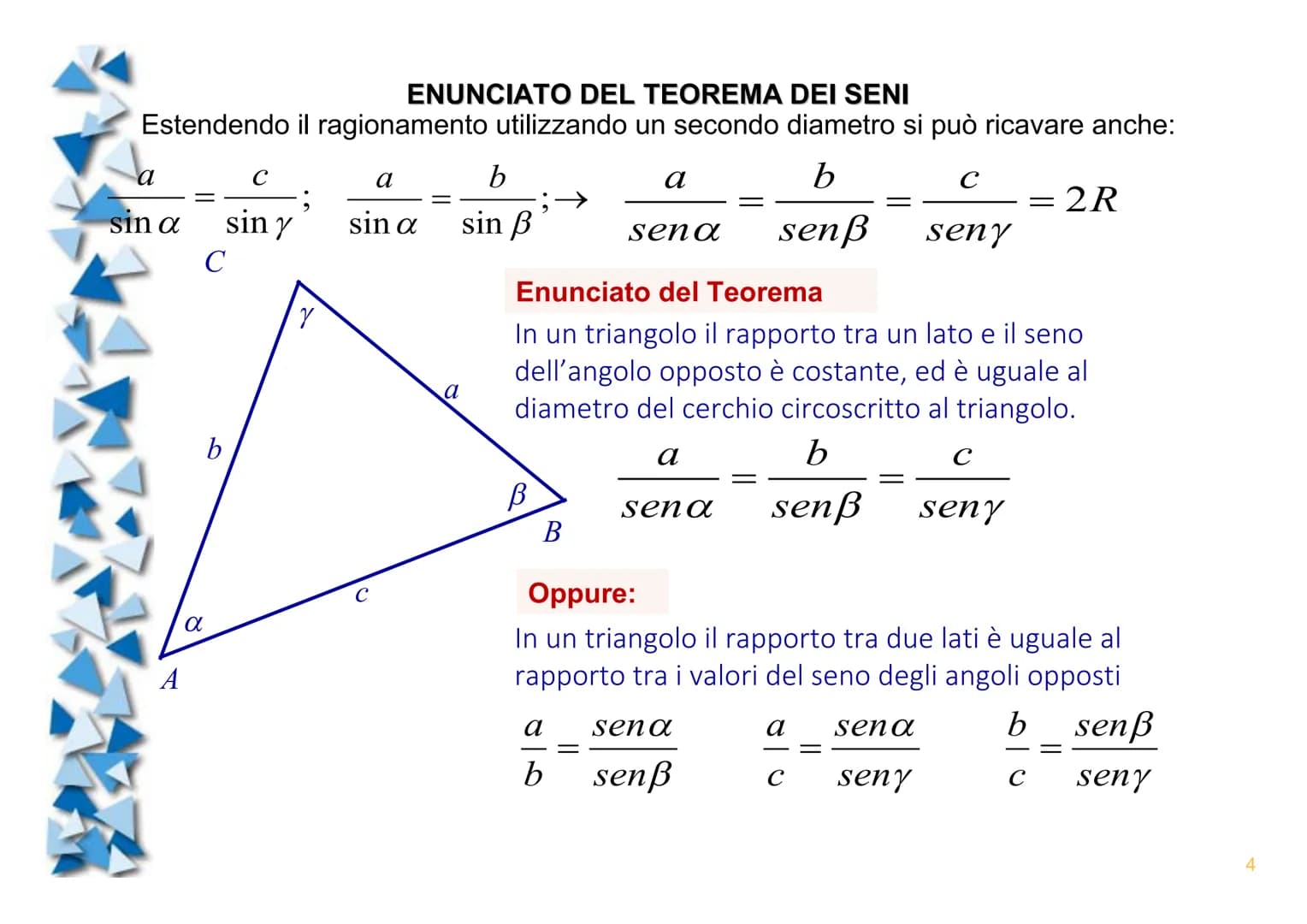 Triangoli qualsiasi
(N.B. argomento fondamentale per la risoluzione dei poligoni programma di 2° superiore)
► Tutto inizia da un corretto di
