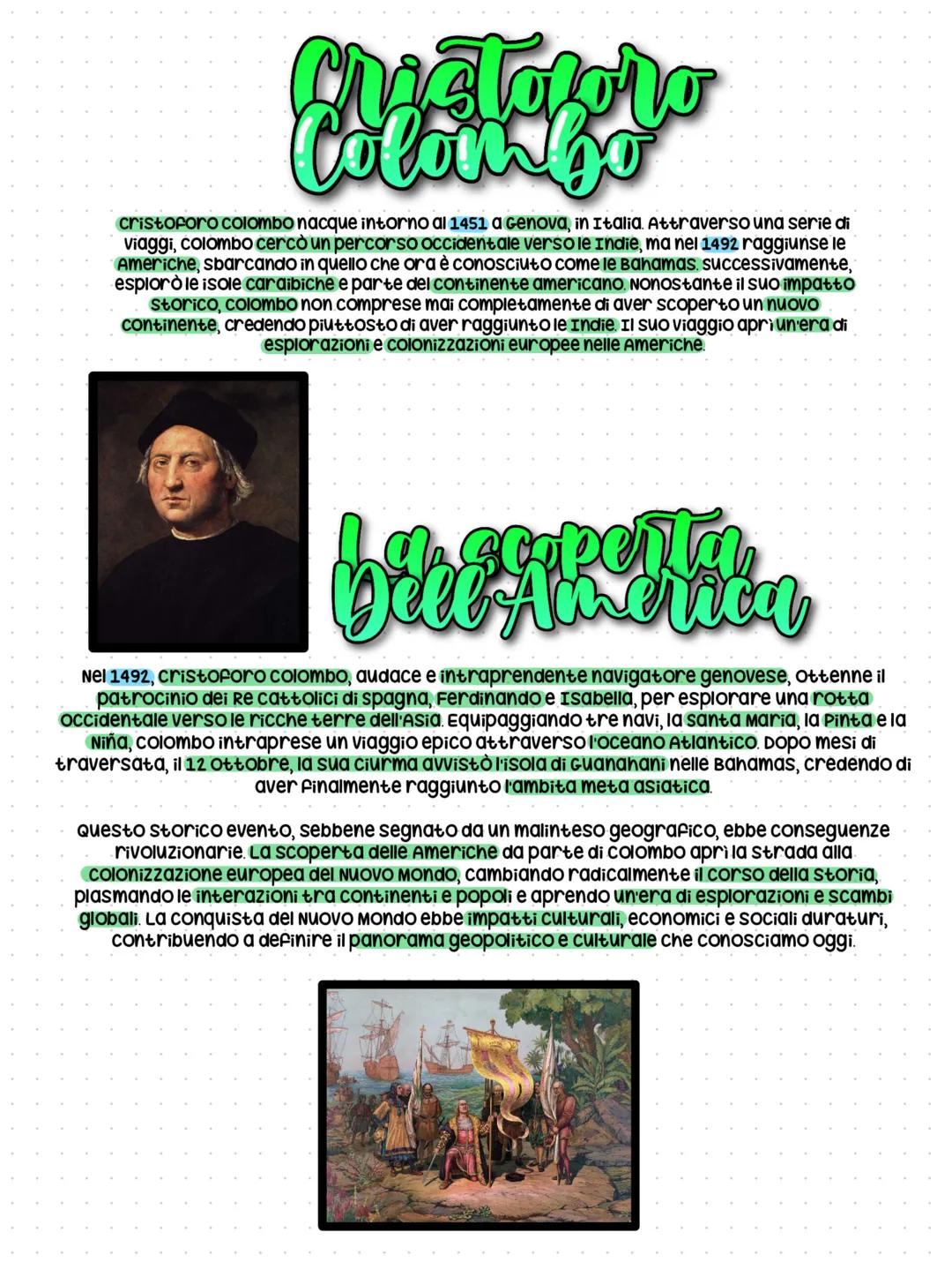 Cristofor
cristoforo colombo nacque intorno al 1451 a Genova, in Italia. Attraverso una serie di
viaggi, colombo cercò un percorso occidenta