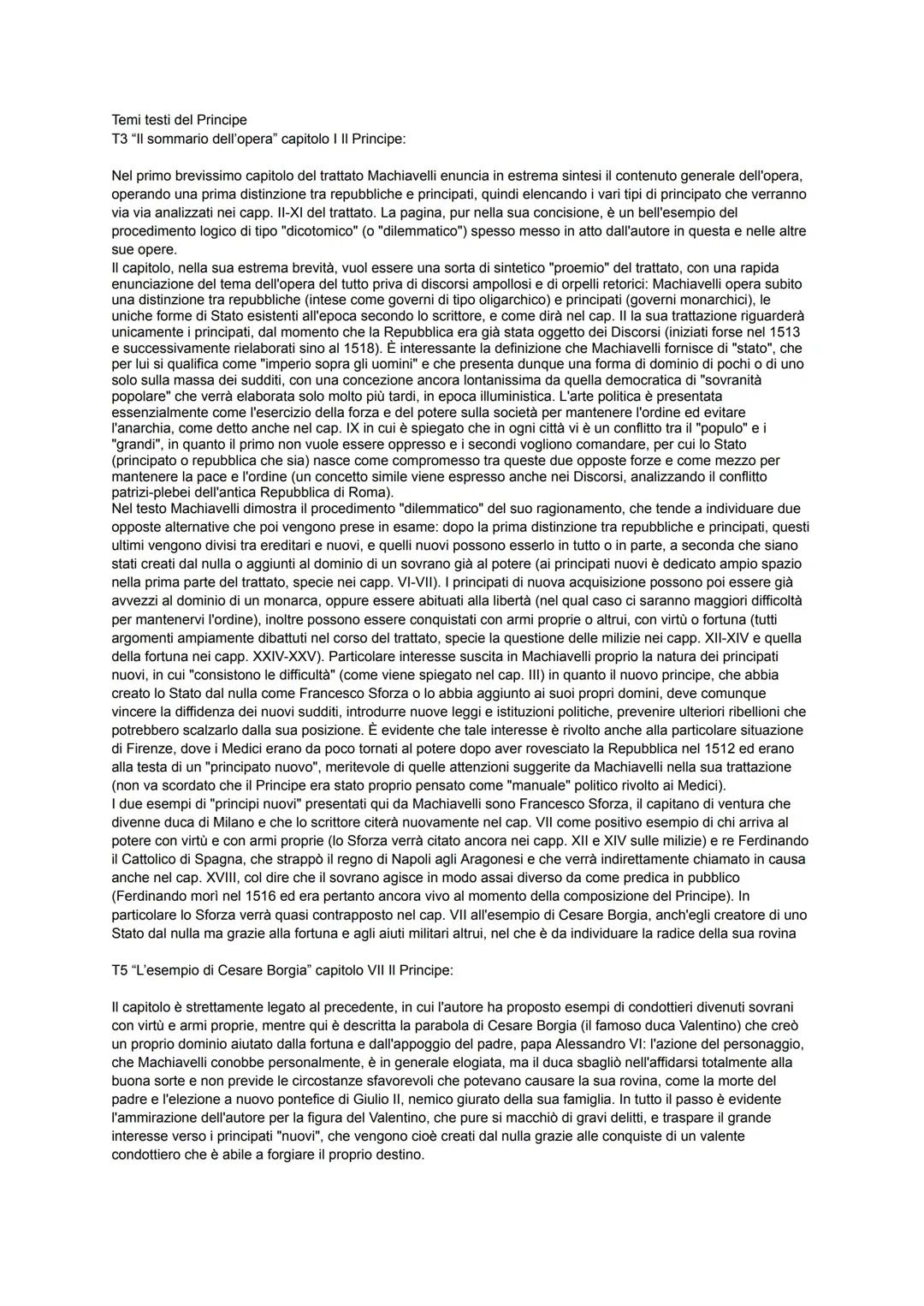 Approfondimento dei Brani Principali de Il Principe di Machiavelli