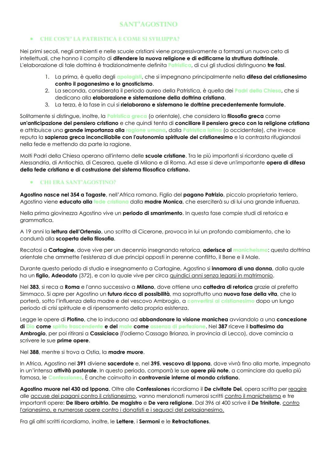 SANT'AGOSTINO
CHE COS'E' LA PATRISTICA E COME SI SVILUPPA?
Nei primi secoli, negli ambienti e nelle scuole cristiani viene progressivamente 