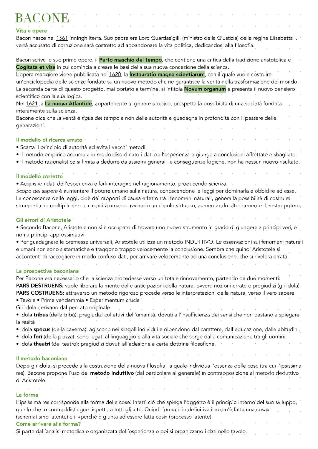 Francis Bacon e la Filosofia del Metodo Scientifico