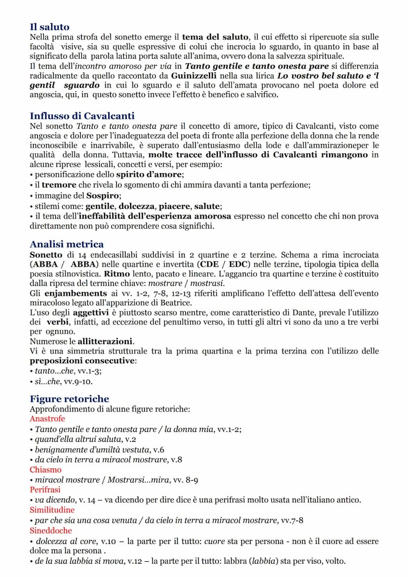 TANTO GENTILE E TANTO ONESTA PARE
Dante Alighieri
(Vita nuova, XXVI)
Lode a Beatrice
Tanto e tanto onesta pare sonetto che fa parte della ra