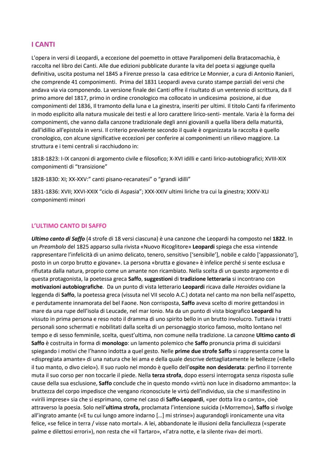 GIACOMO LEOPARDI
VITA
Giacomo Leopardi nacque il 29 giugno 1798 a Recanati, un piccolo borgo delle Marche, da Monaldo
Leopardi e Adelaide An