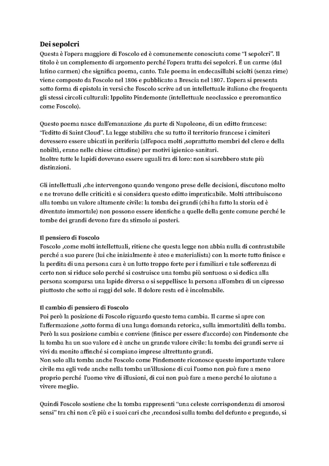 Dei Sepolcri: Analisi e Spiegazione Facile per Ragazzi