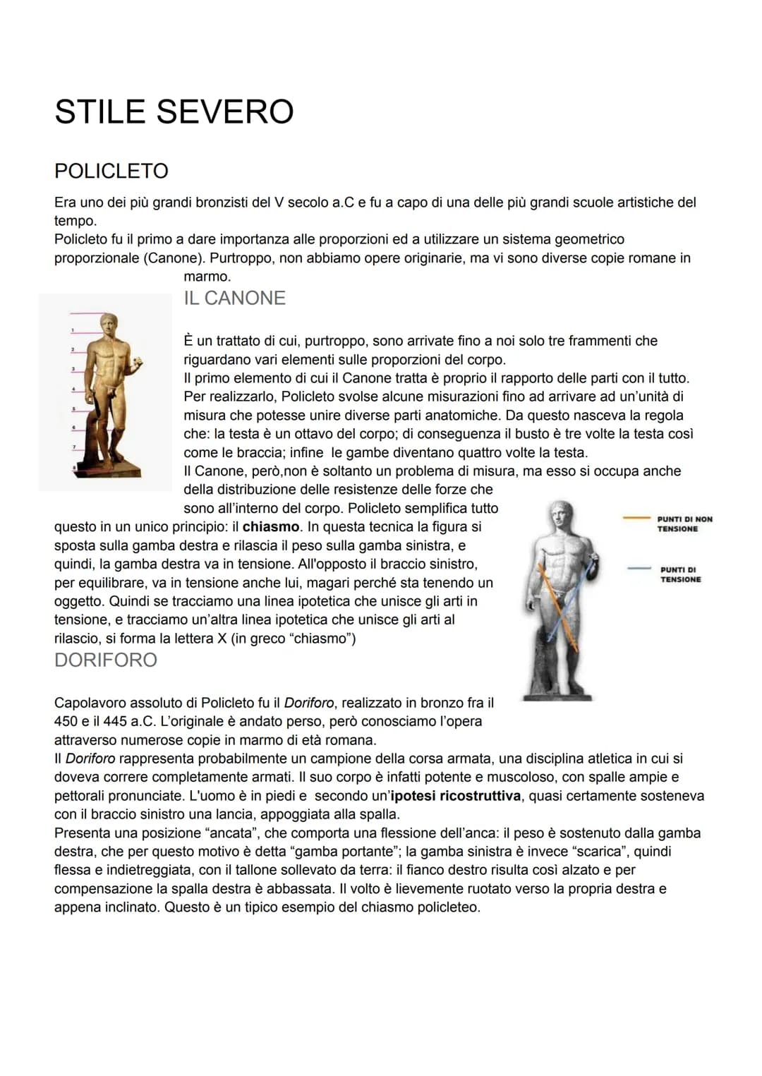 STILE SEVERO
POLICLETO
Era uno dei più grandi bronzisti del V secolo a.C e fu a capo di una delle più grandi scuole artistiche del
tempo.
Po