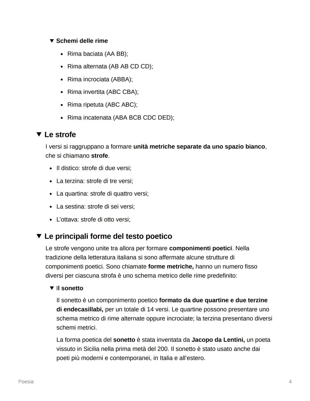 Poesia
Poesia
▼ Il verso
L'aspetto esteriore più caratterizzante della poesia è dato dalla scrittura in versi. La
parola verso deriva dal la
